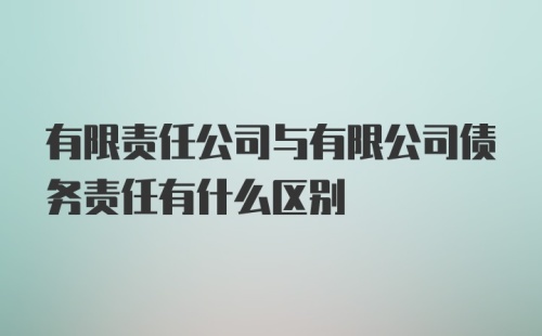 有限责任公司与有限公司债务责任有什么区别