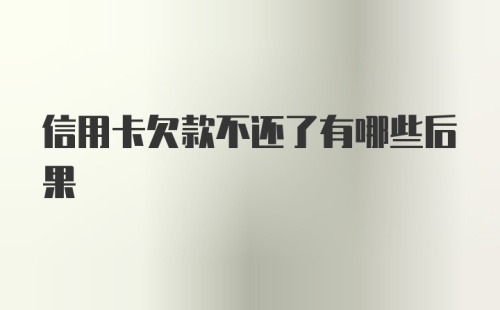 信用卡欠款不还了有哪些后果