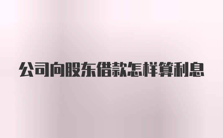 公司向股东借款怎样算利息