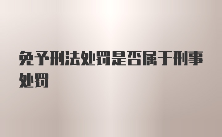 免予刑法处罚是否属于刑事处罚