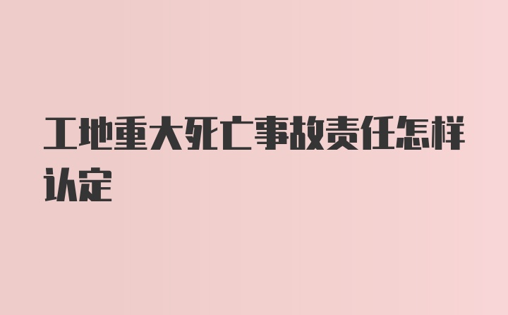 工地重大死亡事故责任怎样认定