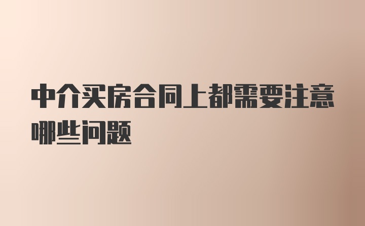 中介买房合同上都需要注意哪些问题