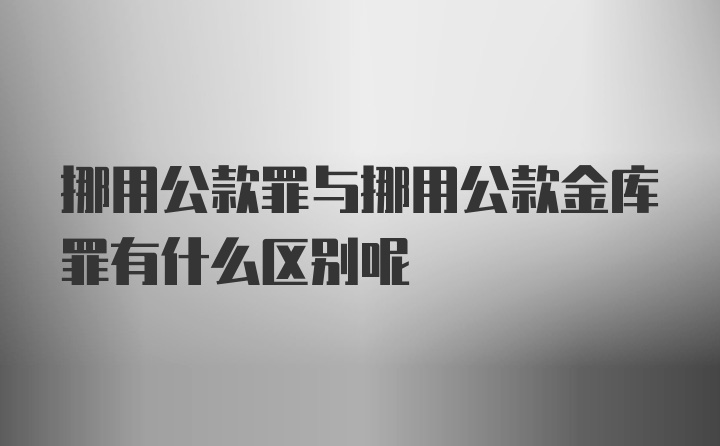 挪用公款罪与挪用公款金库罪有什么区别呢