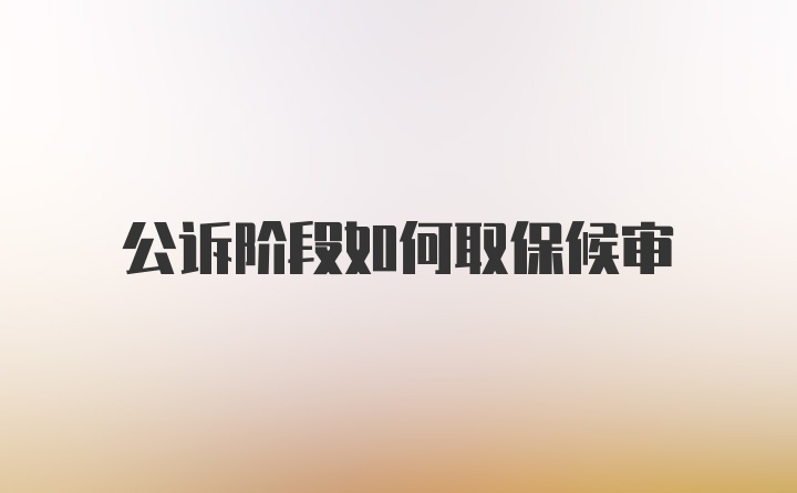 公诉阶段如何取保候审