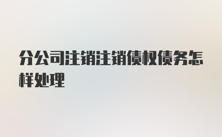 分公司注销注销债权债务怎样处理