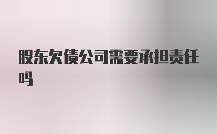 股东欠债公司需要承担责任吗