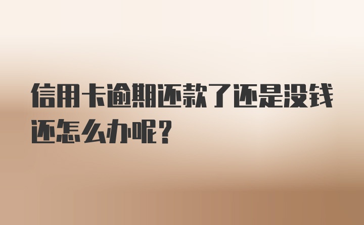 信用卡逾期还款了还是没钱还怎么办呢？