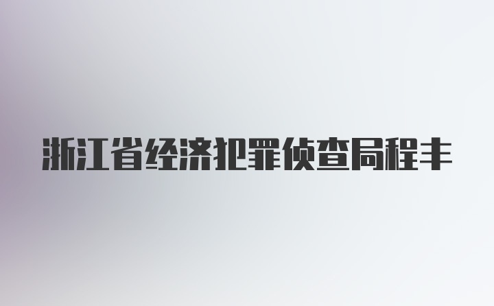 浙江省经济犯罪侦查局程丰