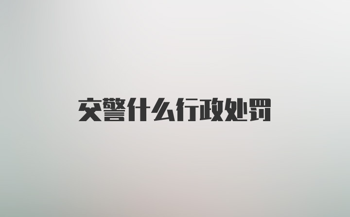 交警什么行政处罚