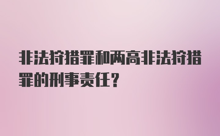 非法狩猎罪和两高非法狩猎罪的刑事责任？