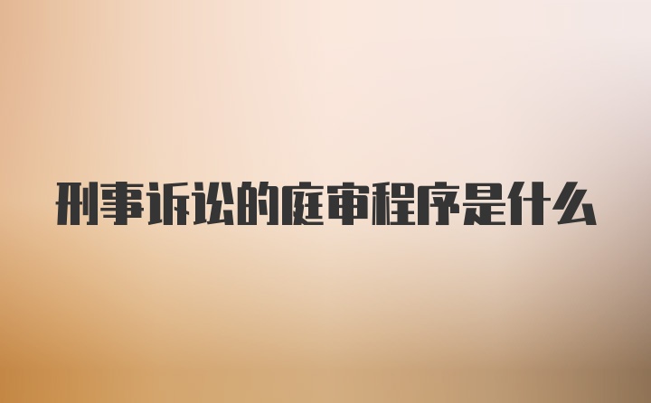 刑事诉讼的庭审程序是什么