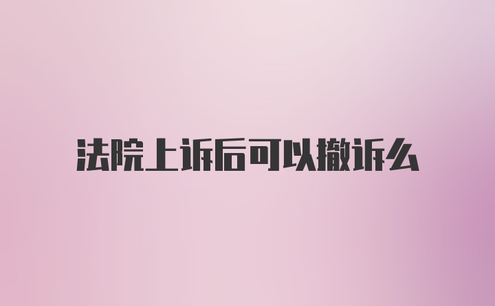 法院上诉后可以撤诉么