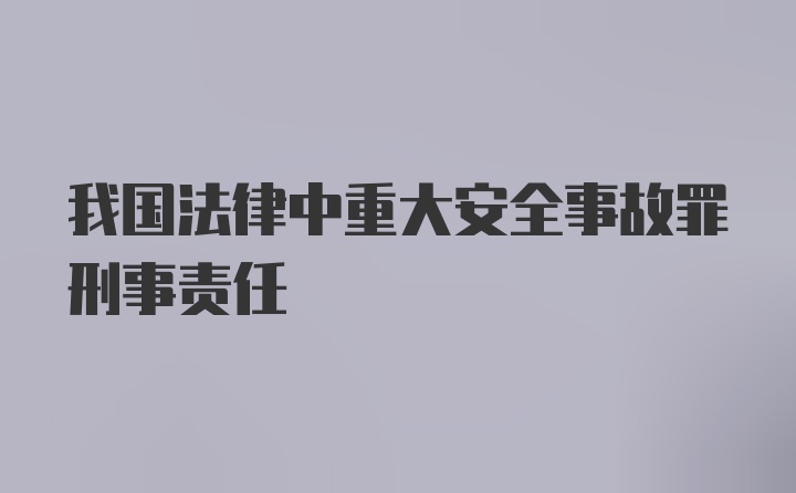 我国法律中重大安全事故罪刑事责任