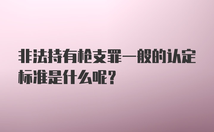 非法持有枪支罪一般的认定标准是什么呢？