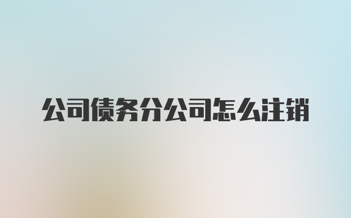 公司债务分公司怎么注销