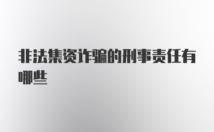 非法集资诈骗的刑事责任有哪些