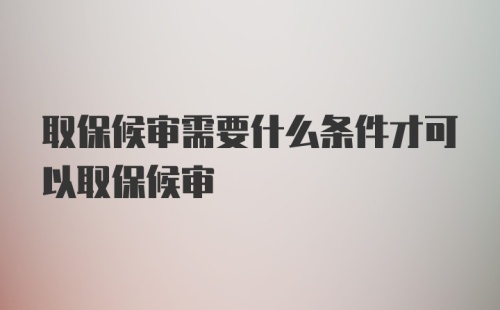 取保候审需要什么条件才可以取保候审