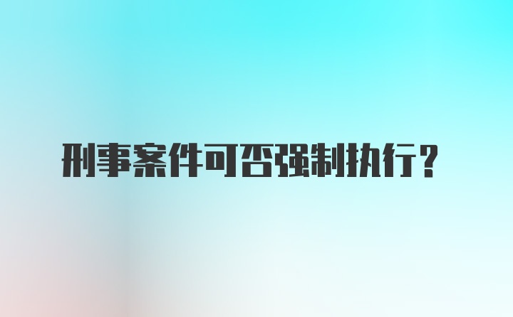 刑事案件可否强制执行？