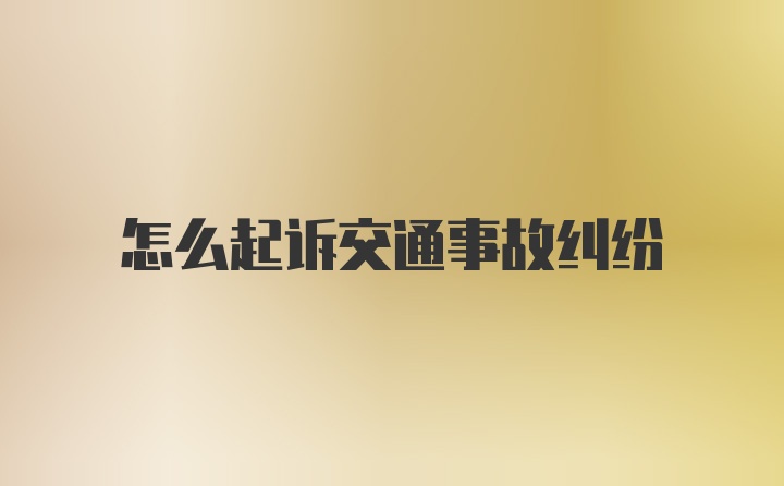 怎么起诉交通事故纠纷