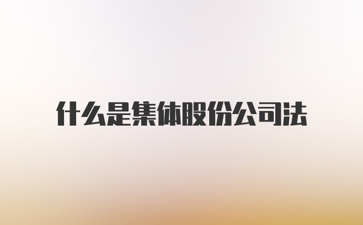 什么是集体股份公司法