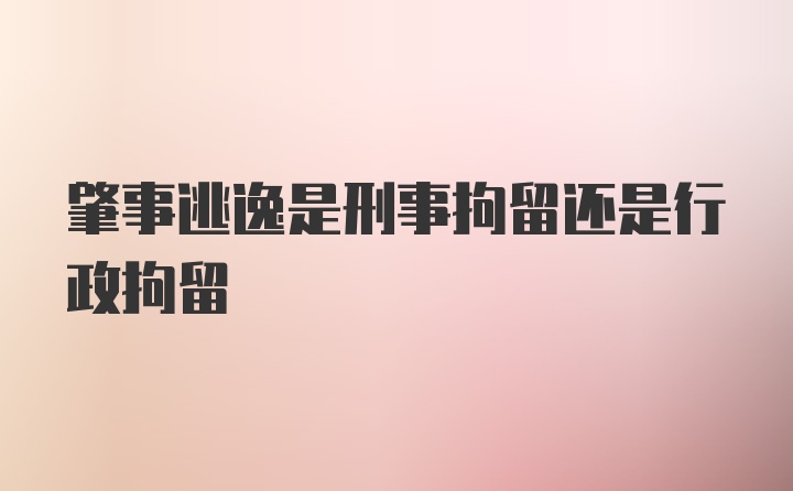 肇事逃逸是刑事拘留还是行政拘留