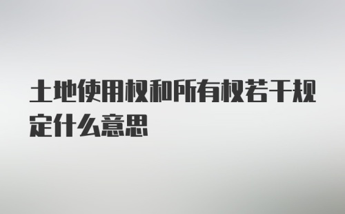 土地使用权和所有权若干规定什么意思