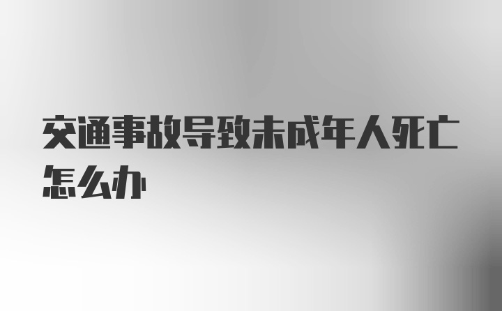 交通事故导致未成年人死亡怎么办