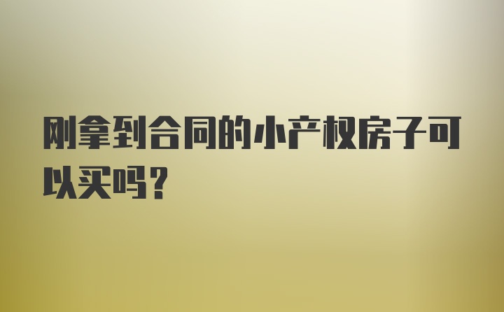 刚拿到合同的小产权房子可以买吗？