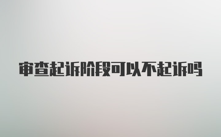 审查起诉阶段可以不起诉吗