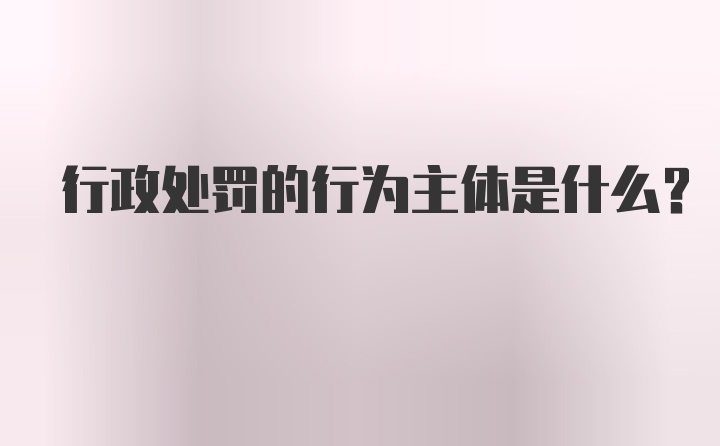 行政处罚的行为主体是什么？