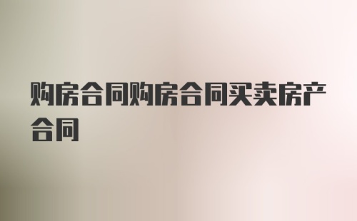 购房合同购房合同买卖房产合同