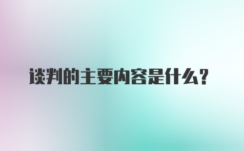 谈判的主要内容是什么?