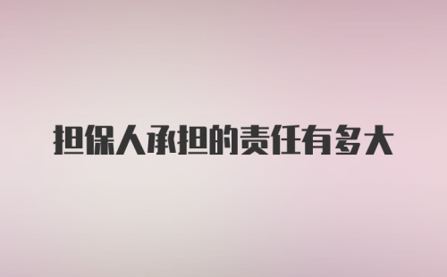 担保人承担的责任有多大