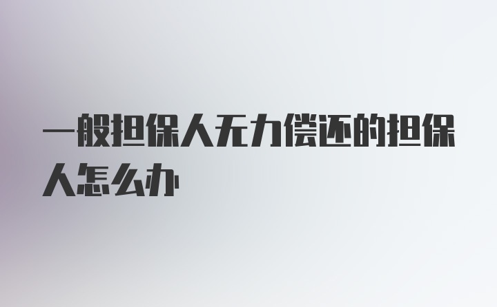 一般担保人无力偿还的担保人怎么办