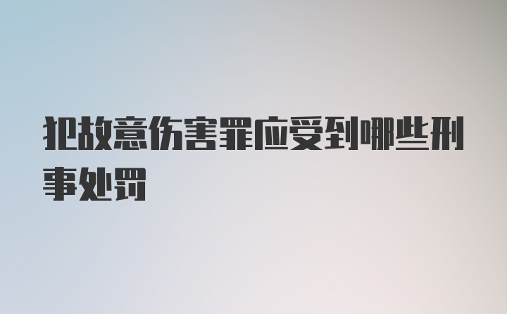 犯故意伤害罪应受到哪些刑事处罚