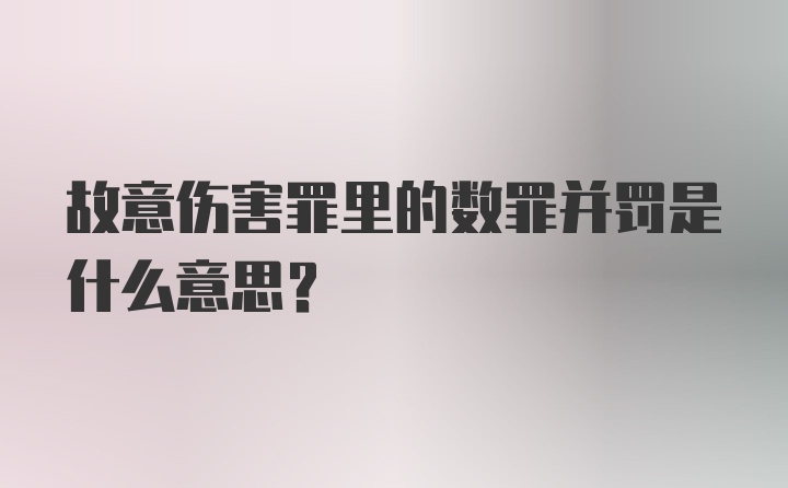 故意伤害罪里的数罪并罚是什么意思？