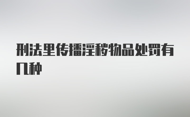 刑法里传播淫秽物品处罚有几种