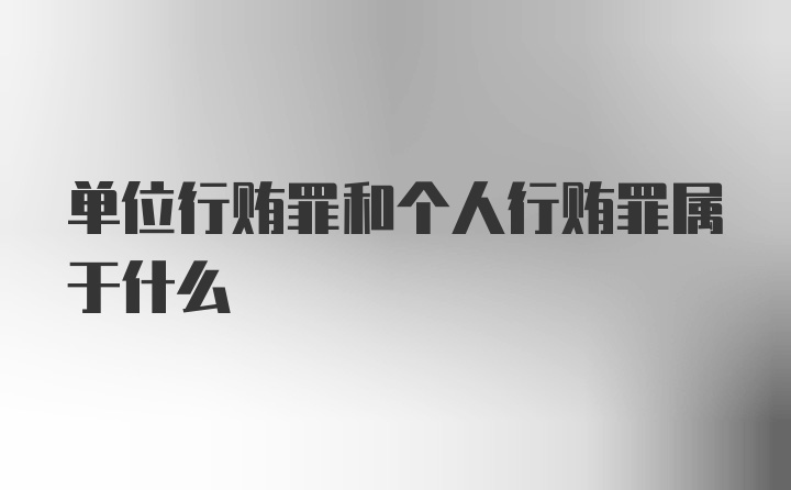 单位行贿罪和个人行贿罪属于什么