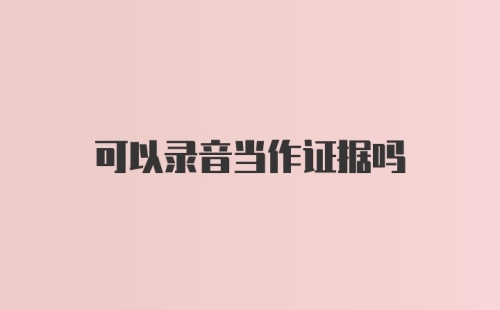 可以录音当作证据吗