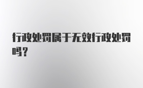 行政处罚属于无效行政处罚吗?