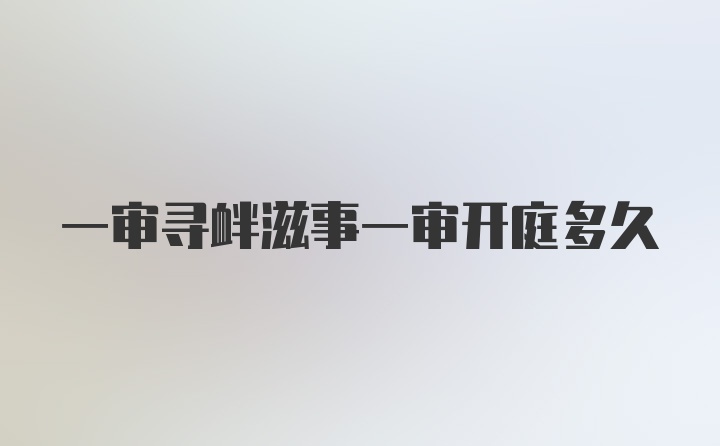 一审寻衅滋事一审开庭多久