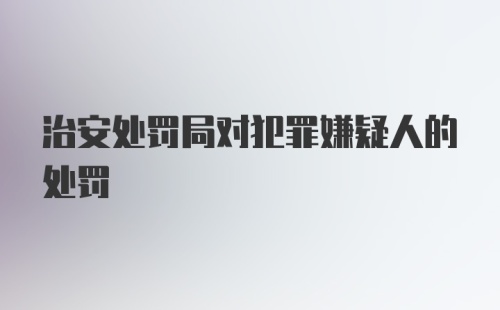 治安处罚局对犯罪嫌疑人的处罚