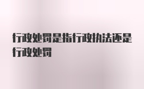 行政处罚是指行政执法还是行政处罚