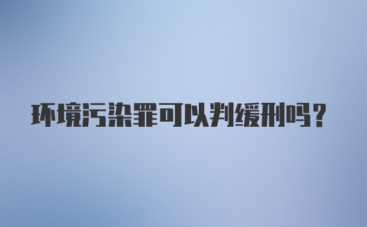 环境污染罪可以判缓刑吗？