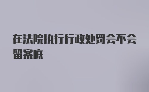 在法院执行行政处罚会不会留案底