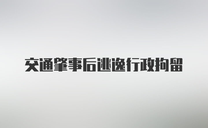 交通肇事后逃逸行政拘留