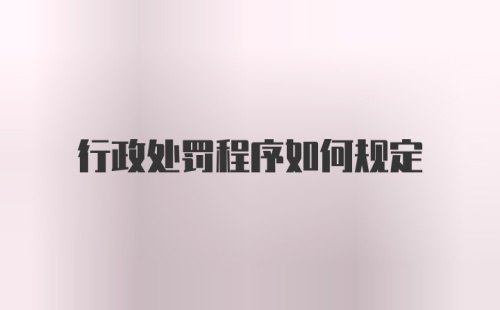 行政处罚程序如何规定