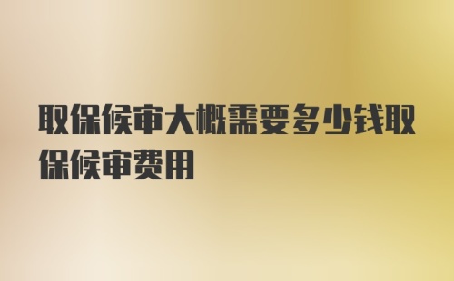 取保候审大概需要多少钱取保候审费用