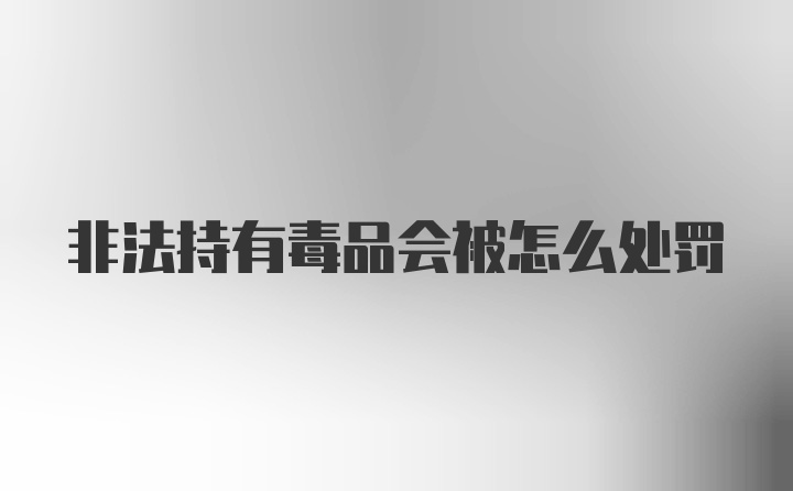 非法持有毒品会被怎么处罚