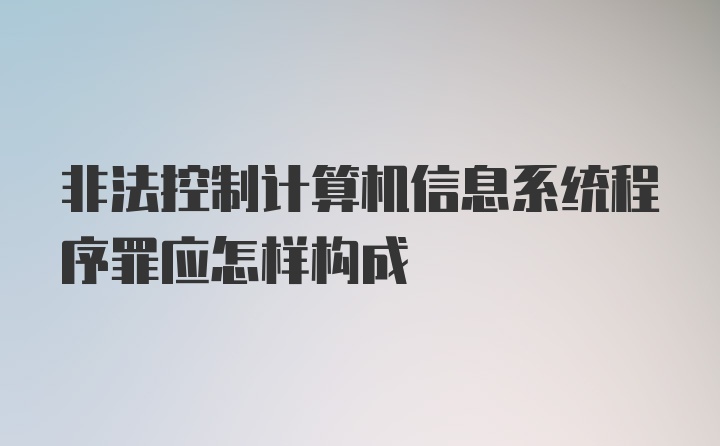 非法控制计算机信息系统程序罪应怎样构成